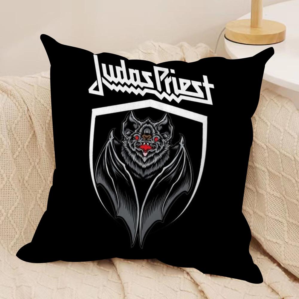 J-Judas P-Priest Cushion Cover Silky Short Plush Double-Sided Printed Pillow Case for Sofa All Seasons Home Decor Gift