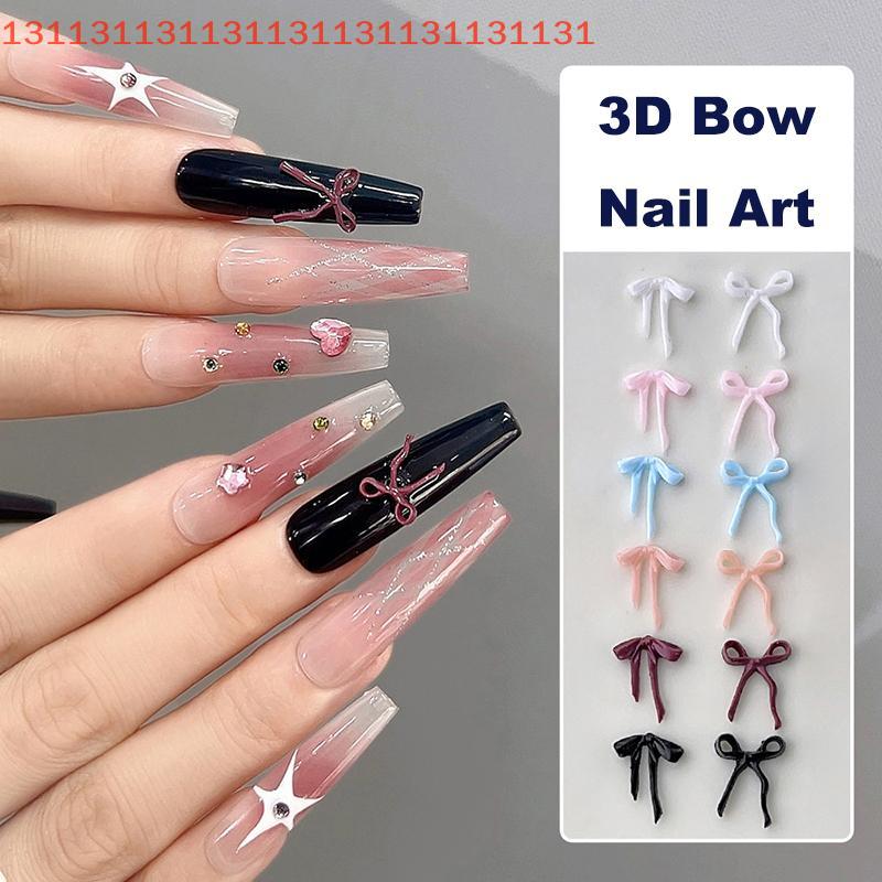 50 Pcs For DIY Manicure And Salon Decoration Soft Mini Bow Shape Nail Art Charms Mix Color 3D Bowknot Resin Accessories