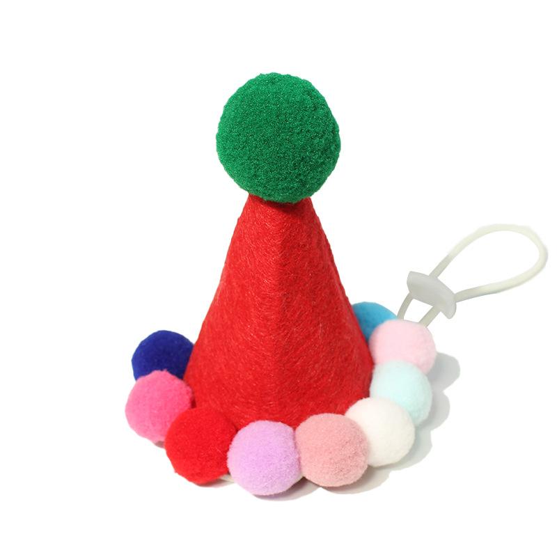 Pet Dog Cat Non-woven Hairball Christmas Hat Headwear Wool Toy Cat Dog Ornaments Pet Supplies