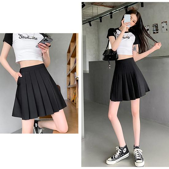 Юбка средней длины с эластичной резинкой на талии для женщин, летняя плиссированная юбка в карманном стиле для высокой талии, утягивающая короткая юбка, модная женская одежда