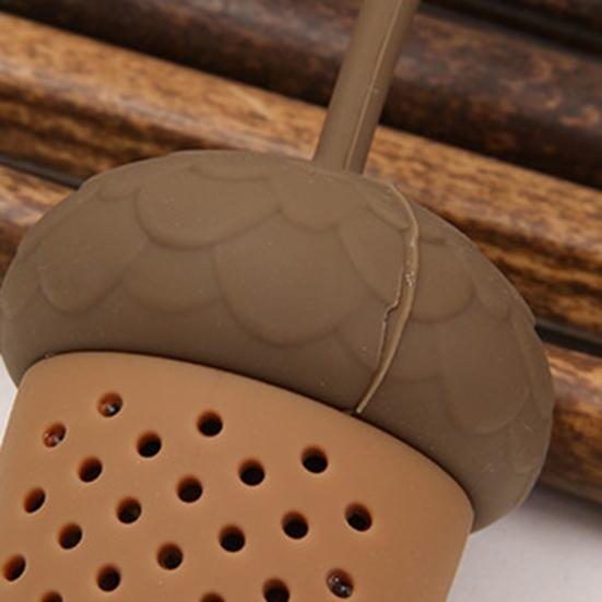 Loose Leaf Tea Strainer with Handle Fine Mesh Silicone Rubber Tea Infuser Mini Pine Cone Shape Tea Maker Reusable Tea Steeper Filter Brewing