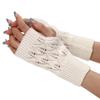 Screen Cycling Anti-UV Leave Winter Fingerless Gloves Women Mittens Knitted Half Finger Gloves
