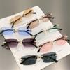 New Rimless Sunglasses For Women Men Trendy Frameless Rectangle Sun Glasses Retro Shades Fashion Travel Uv400 Eyewear