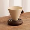 Cone Coffee Cup & Saucer Set Mid-Century Modern Cone Mug with Wooden Handle Handcrafted Ceramic Latte Mug Home Cafe Decor Gift for Coffee Lovers