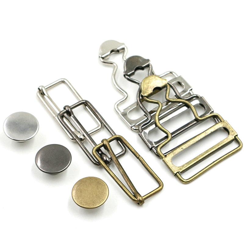 Пряжка на спине, регулируемые подтяжки, брюки, пуговицы, металлические детали пуговиц, джинсовые пуговицы, пряжки для подтяжек