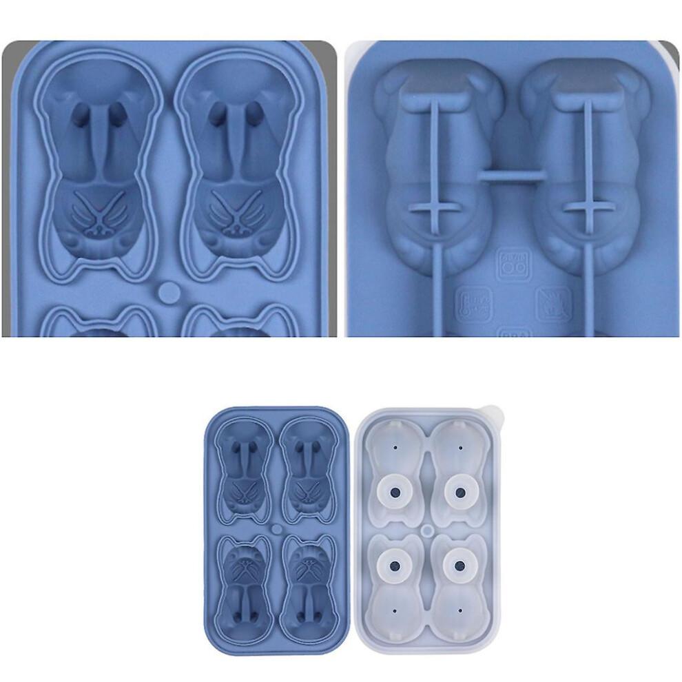 (Blue) Bulldog Ice Cube Tray Bulldog Shaped Ice Cube Mold Silicone Ice Cube Tray