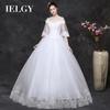 Plus Size Wedding Dress Long Style Single Shoulder Simple Seven Sleeves White Female Skirt