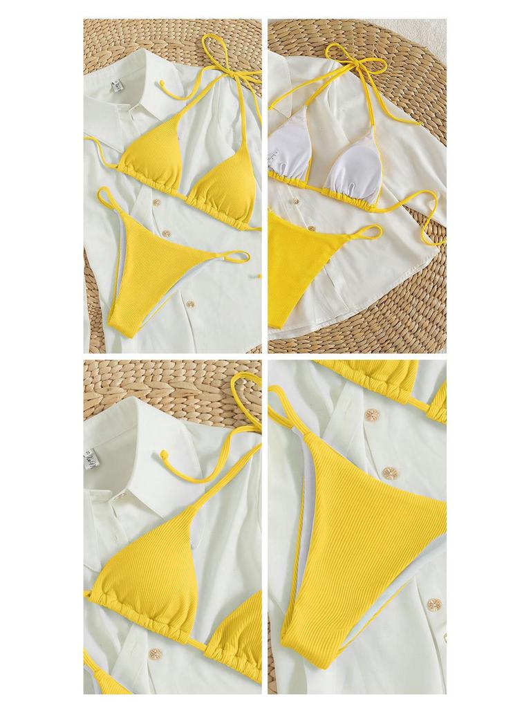 Евро-американский кружевной купальник-бикини треугольник на шнуровке - Сексуальный пляжный купальник