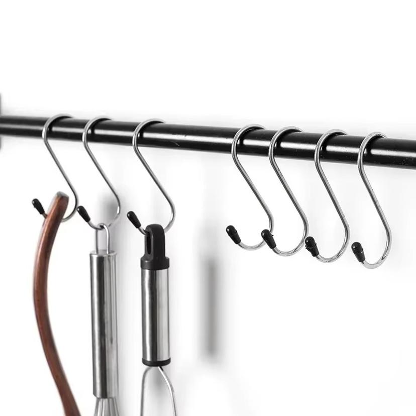 4 Pcs Stainless Steel S-shaped Hook, Traceless Portable Clothing Hook Kitchen Double Headed Multi-purpose Shelf Metal Hook