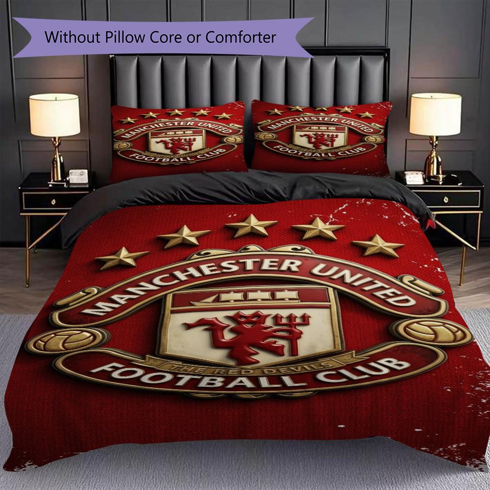 Manchester Legacy Bedding (1 * duvet cover + 2 * pillowcase, without core) 2D Flat Soft and comfortable Christmas birthday gift