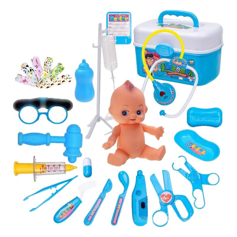 22 шт. детский игровой набор для мальчиков и девочек, имитация стетоскопа медсестры для инъекций, домашний медицинский ящик для инструментов
