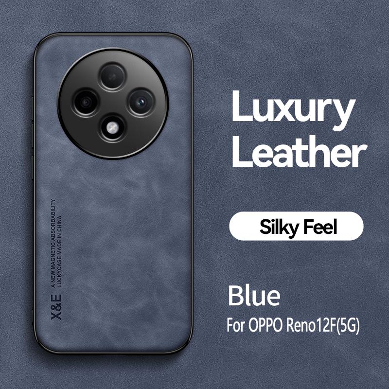 KEYSION Роскошный ретро-чехол из искусственной кожи для OPPO Reno12 F 5G, мягкий силиконовый + противоударный чехол для задней панели телефона из поликарбоната для OPPO Reno 12 F 12F 5G