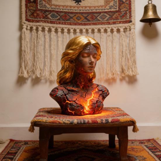 Пылающая Дева Фигурка Пламенная Девушка Бюст Статуя Смола Скульптура Дом Офис Настольная Художественная Декорация Орнамент