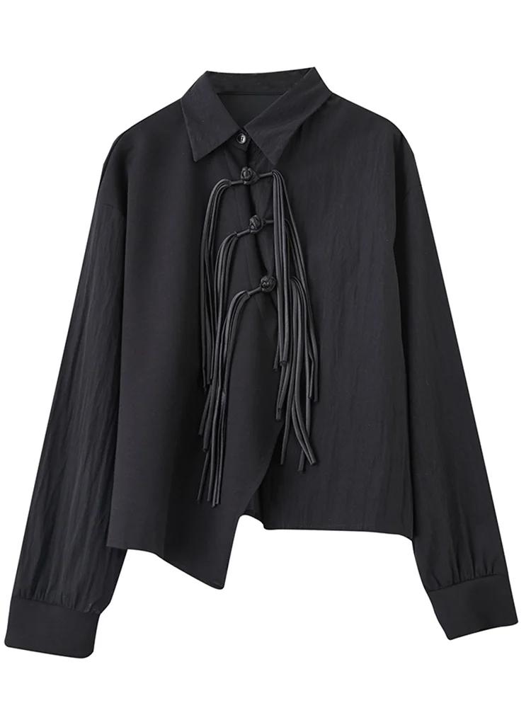 Xitao Женская рубашка с пряжкой в китайском стиле с кисточками GMM1186