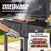Charcoal Grill BBQ Smoker with Lid Thermometer Height-Adjustable Charcoal Pan Grill Grate Side Table Ash Tray