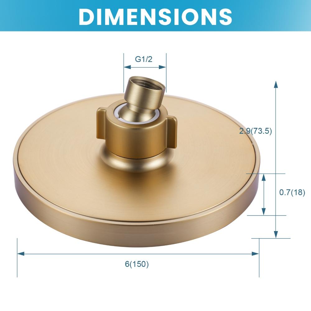 Adjustable Angles Round Bathroom Shower Head with Anti-Clogging Silicone Nozzles, ABS Plastic Shower Head Gold