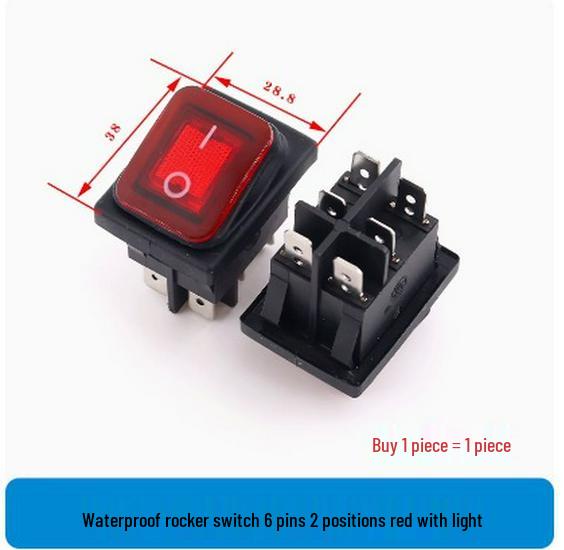 Waterproof 3-Position Rocker Switch KCD4, 4/6 Pins with Light, Anti-Collision Copper Pins, Boat-Style.