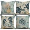 New Summer Marine Turtle Pillowcase Linen Printed Home Sofa Pillowcase Cushion Cover