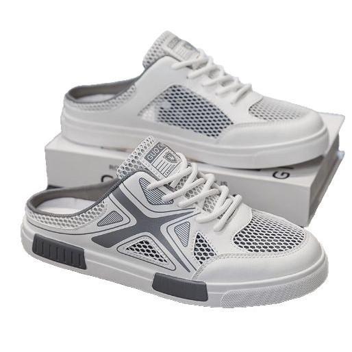 Тапочки Baotou, мужская летняя одежда, нескользящие сетчатые пляжные сандалии, мужская уличная обувь без каблука большого размера