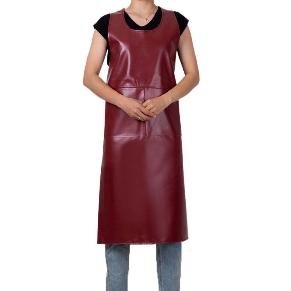 PU Leather Work Smock Oil-proof Cooking Work Clothes Durable Cleaning Apron  Dog Grooming