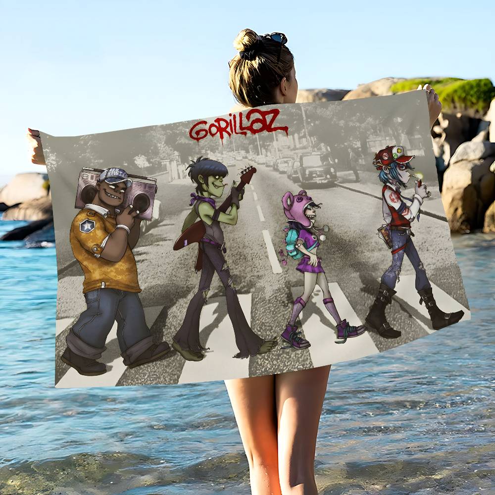 Группа Рок G-Gorillaz Пляжное полотенце Цветные банные полотенца Для девочки Микрофибра Быстросохнущее Индивидуальное Без песка Пляж Йога Спа Бассейн