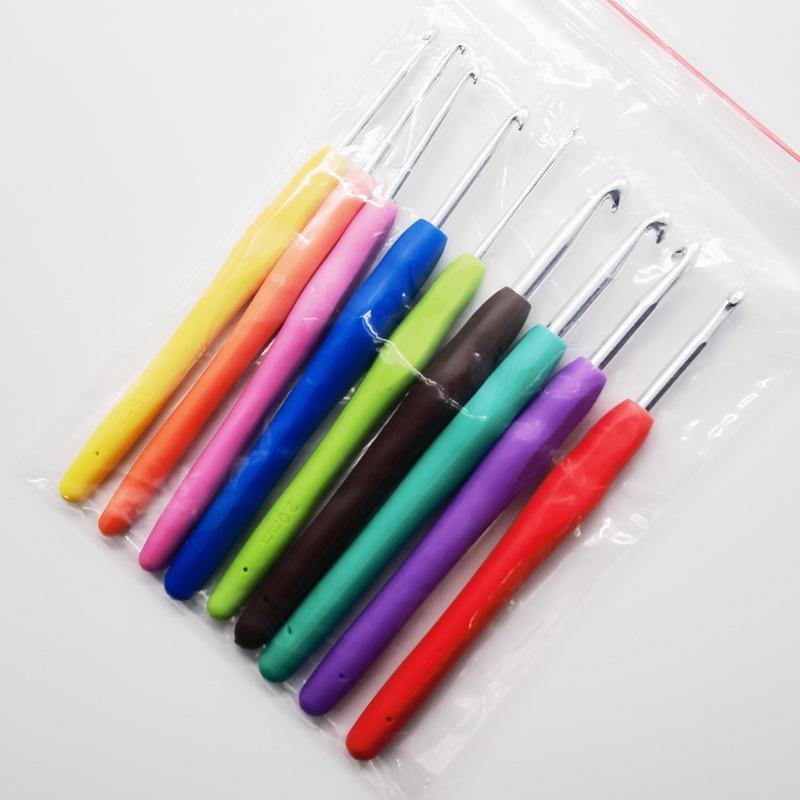 BEPAN 12pcs/SET TPR Soft Grip Handle Crochet Hook Set Solid Metal Ergonomic Durable Yarn Knitting DIY Craft Tools Crocheting