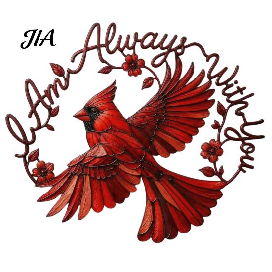 Indoor Wall Art Metal Red Bird Decoration, Hollow Sculpture, Decor Shape Hanging Ornament for Living Room Home Office