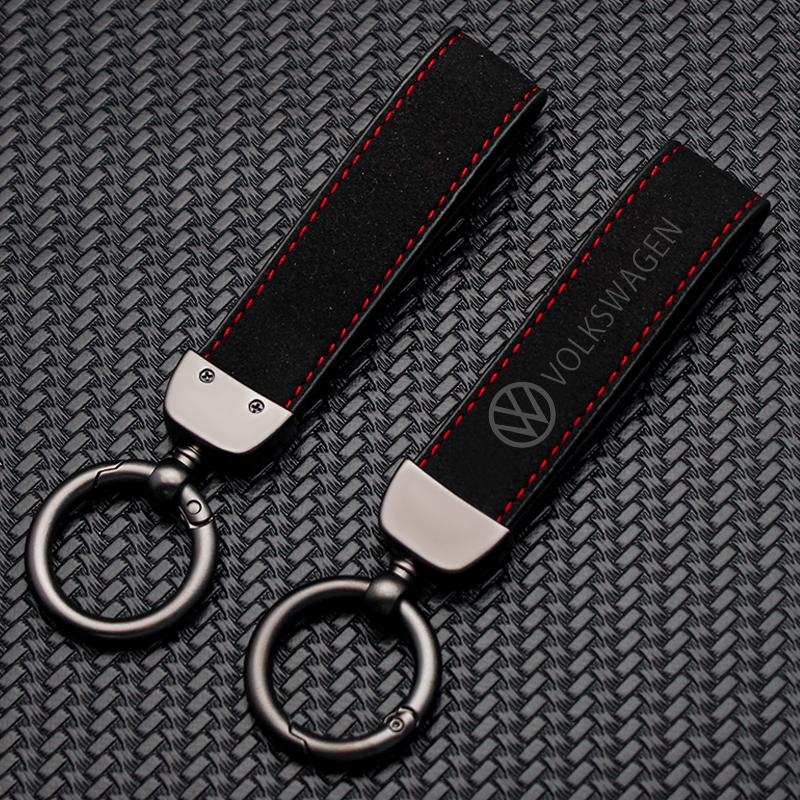 Car Metal Key Chain Keyrings Braided Rope Key Cover Sticker For VW Golf Polo Jetta Tiguan Passat Touran Beetle Polo Key Chain zw3