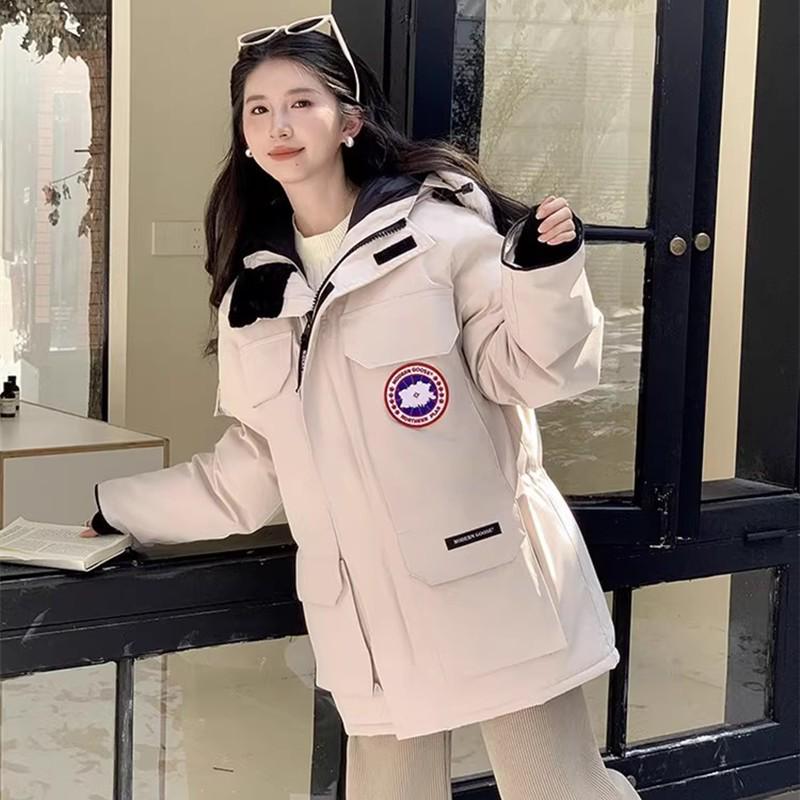 Унисекс зимняя пуховая куртка 2024 - Белый утиный пух, Толстая, Теплая, Меховой воротник, С капюшоном, Модная.