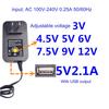 Регулируемый AC-DC адаптер питания 3V-12V с USB-выходом, замена для батареек AA, заменяет 2-8 шт. батареек AA