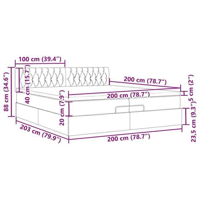 VidaXL Cadre de lit ottoman avec matelas gris clair 200x200 cm tissu 3311567