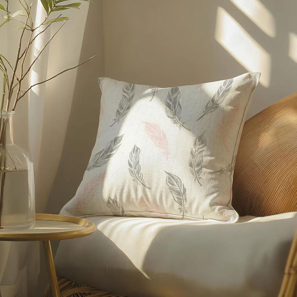 Luxurypinkfeatherprint Pillow Case Pillowcase, Double-Sided Printed, Sofa Cushion, Bedroom Headboard
