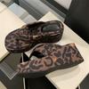 Fashion Eilyken New Fashion Clip Toe Leopard Print Platform Wedge Woman Slippers Summer Chunky High Heels FLIP FLOPS Shoes