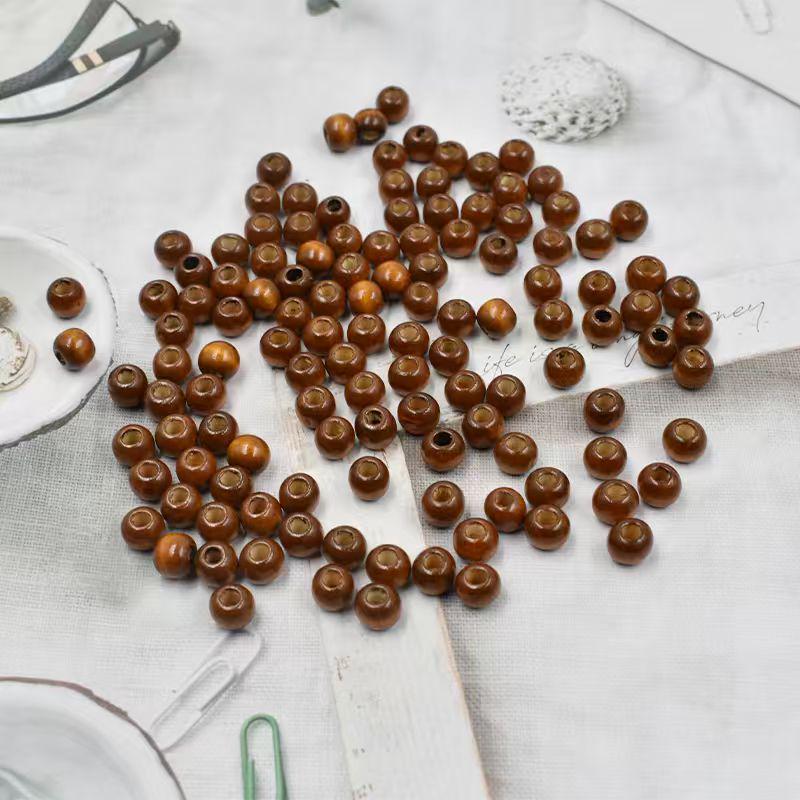 Деревянные бусины ручной работы из клена с большим отверстием 10 мм - Бочкообразные бусины в коричневых тонах для изготовления украшений своими руками