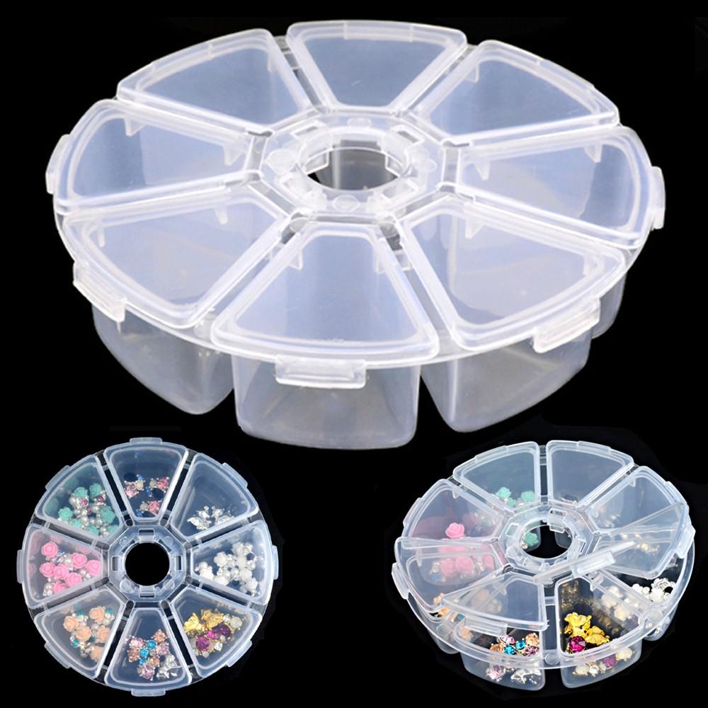 Tool Beads Organizer Nail Art Rhinestones Case Empty Storage Box 8 Grids Jewelry Container