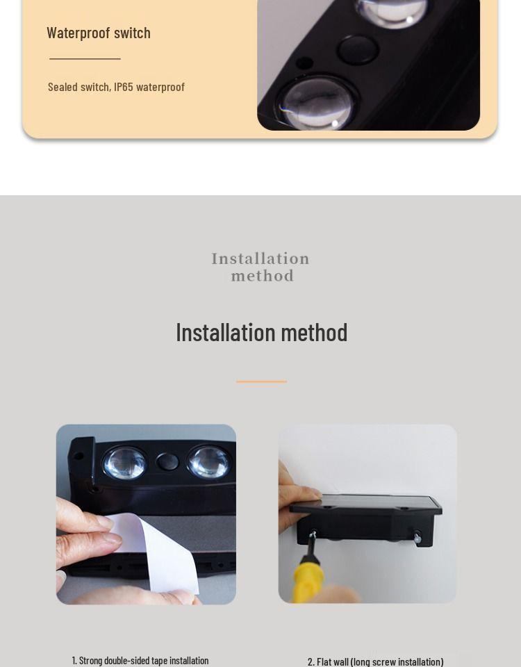 Водонепроницаемый солнечный настенный светильник для наружного ландшафтного и балконного освещения