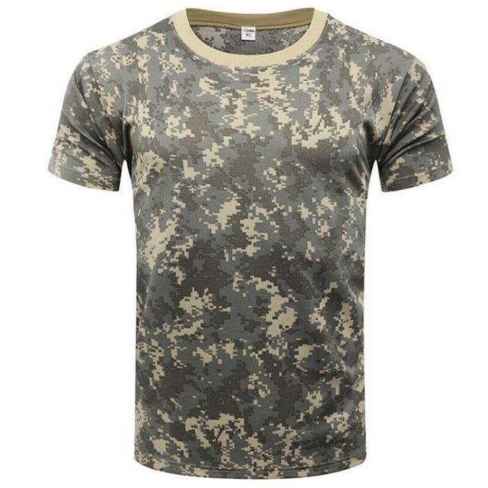 Mens Military Tactical Camouflage Camo T-Shirt Army Combat Summer Muscle Tee Top