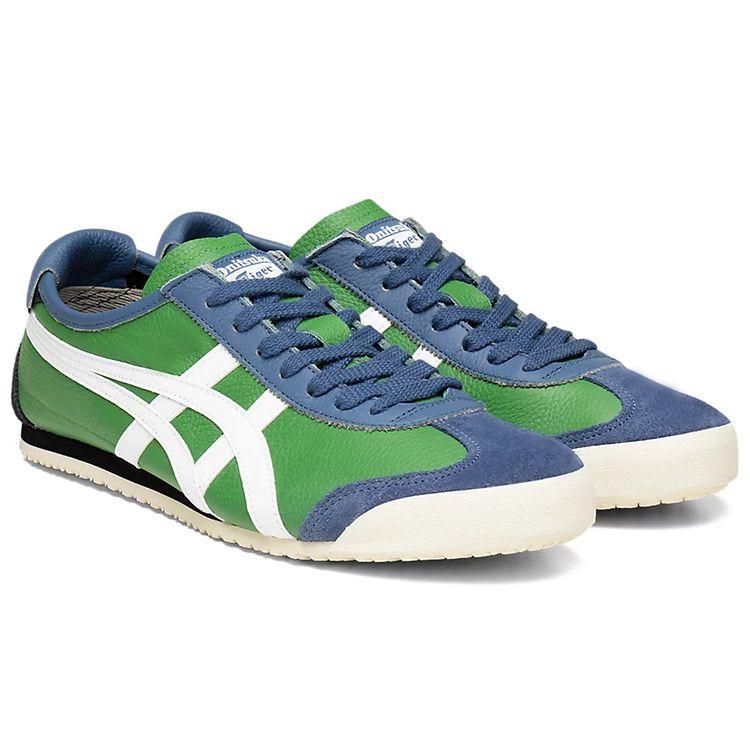 ONITSUKA TIGER Mexico 66 Кроссовки с круглым носком на шнуровке, кожаные, легкие, прочные, низкие, для бега, унисекс, зеленые 1183A201-303