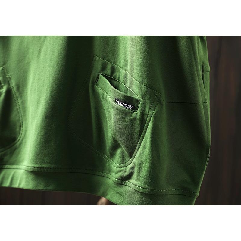 Hoodies Sweatshirts Hat Pullovers Patchwork Tops Women Loose Casual Green Cotton
