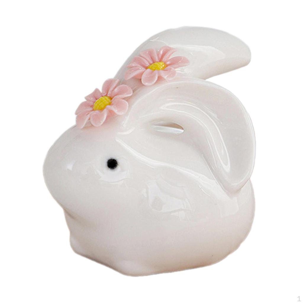 Animal Statue Rabbit Sculpture Ceramic Collectible Bunny Figurine,Desktop Decoration for Living