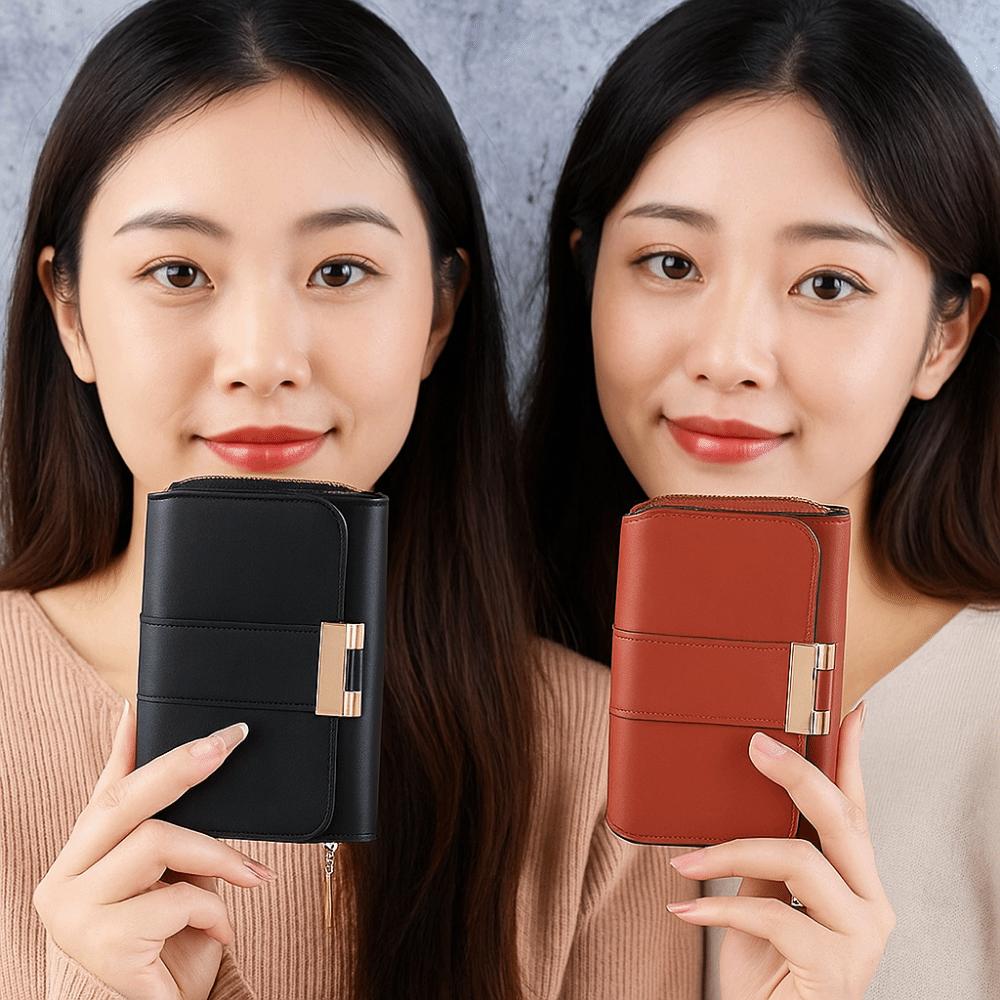 Кошелек-трифолд на молнии, женский кошелек, держатель для карт, водонепроницаемый, из ПУ кожи, короткий кошелек, женский