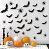 60Pcs 3D Black Bats & Spiders Wall Decor PVC Stickers Waterproof Halloween Party Decorations for Windows Bats & Spiders Themed
