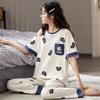 Pure Cotton Pajamas for Women, Summer Short Sleeved Long Pants Two-piece Set, Loose and Can Be Worn Externally for Women In Home Clothing