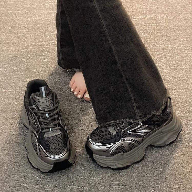 Дофаминовые ретро легкие кроссовки на платформе, увеличивающие рост, женские, весенние, новые, на мягкой подошве, маленькие, повседневные, кроссовки папы