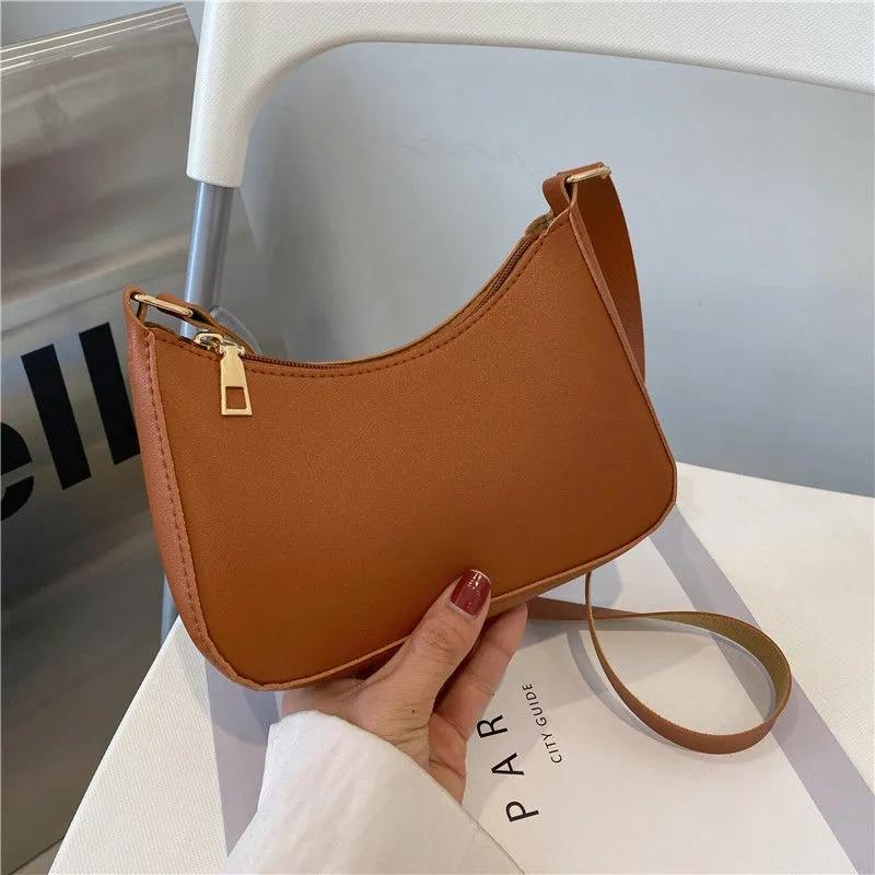 Womens Fashion Solid Color Portable Single Shoulder Underarm Bag Crossbody Bag High-end Daily Casual Fashionable Handbag
