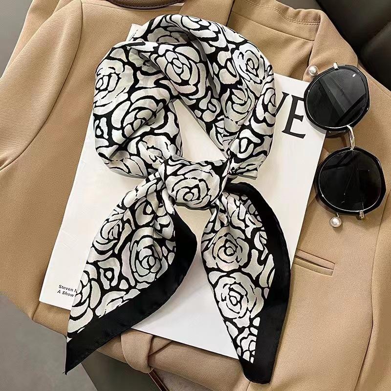 Luxury Silk Shawl Square Scarf for Women Satin Fashion Wraps Neckerchief Female Hair Bands Ribbon Headband Bandana Woman Hijab