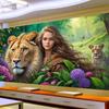 Алмазная картина Женщина и львы Сделай Сам Полная вышивка стразами Дикие животные Мозаика Наборы для вышивки крестом Декор для стен