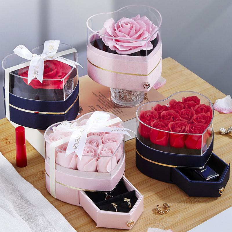 1PC Romantic Birthday Box Luxury Gift for Anniversary Heart Shaped Rose Gift Box Valentine's Day