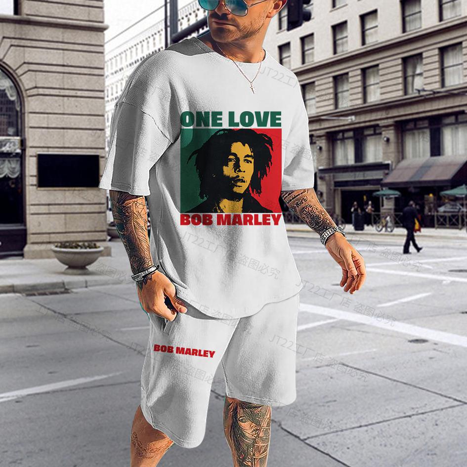 Summer BoB Marley Reggae T Shirt Sets Fashion Jogging Short Sleeve Harajuku Suit Men Tracksuit 3D Printed Breathable Clothes 6XL