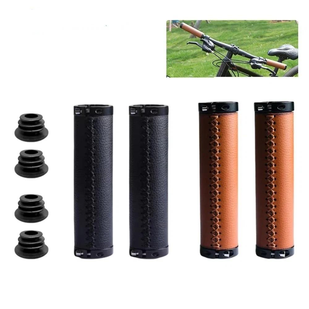 Leather Material Bike Leather Handle Cover Shock-absorbing Bike Cowhide Grip Bicycle Accessory